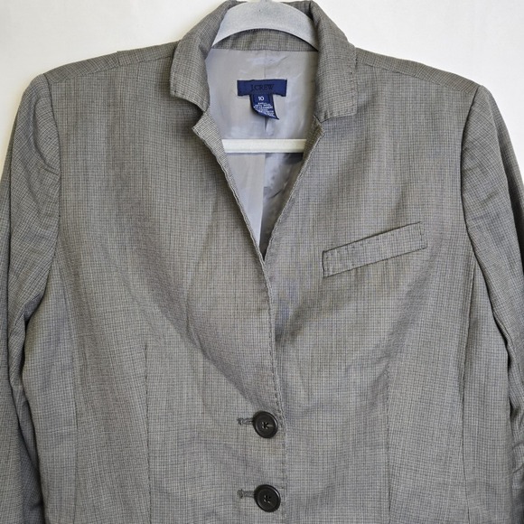 J. Crew Herringbone Wool Cashmere Blend 3 Button Blazer, Gray, Size 10, 88636 - Picture 2 of 10